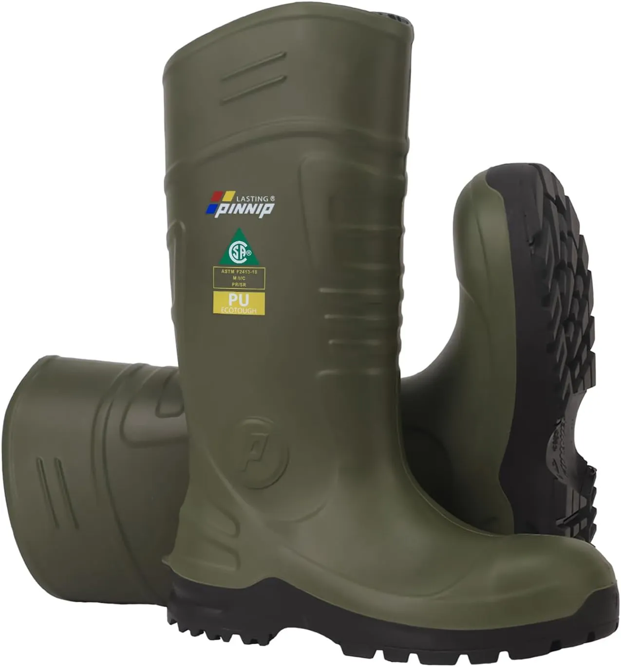 Mens PU Rubber Work Boots With Steel Toe & Shank - Waterproof Anti-slip Mud Rain Boots Hunting Boots ASTM F2413-18 Acid & Oil Resistant