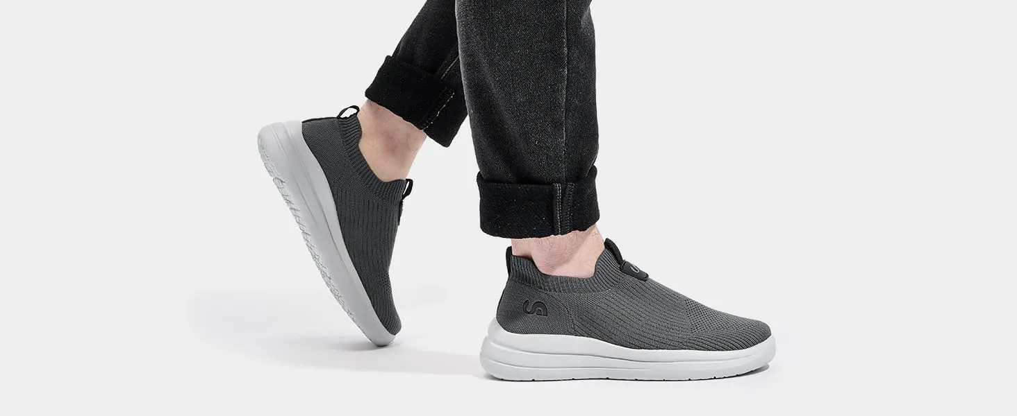 Men's Slip On Sneakers Walking Shoes Wide Casual Soft Breathable Slip in Sock SneakersNon-Slip Rubber Sole, Workout,Athletic