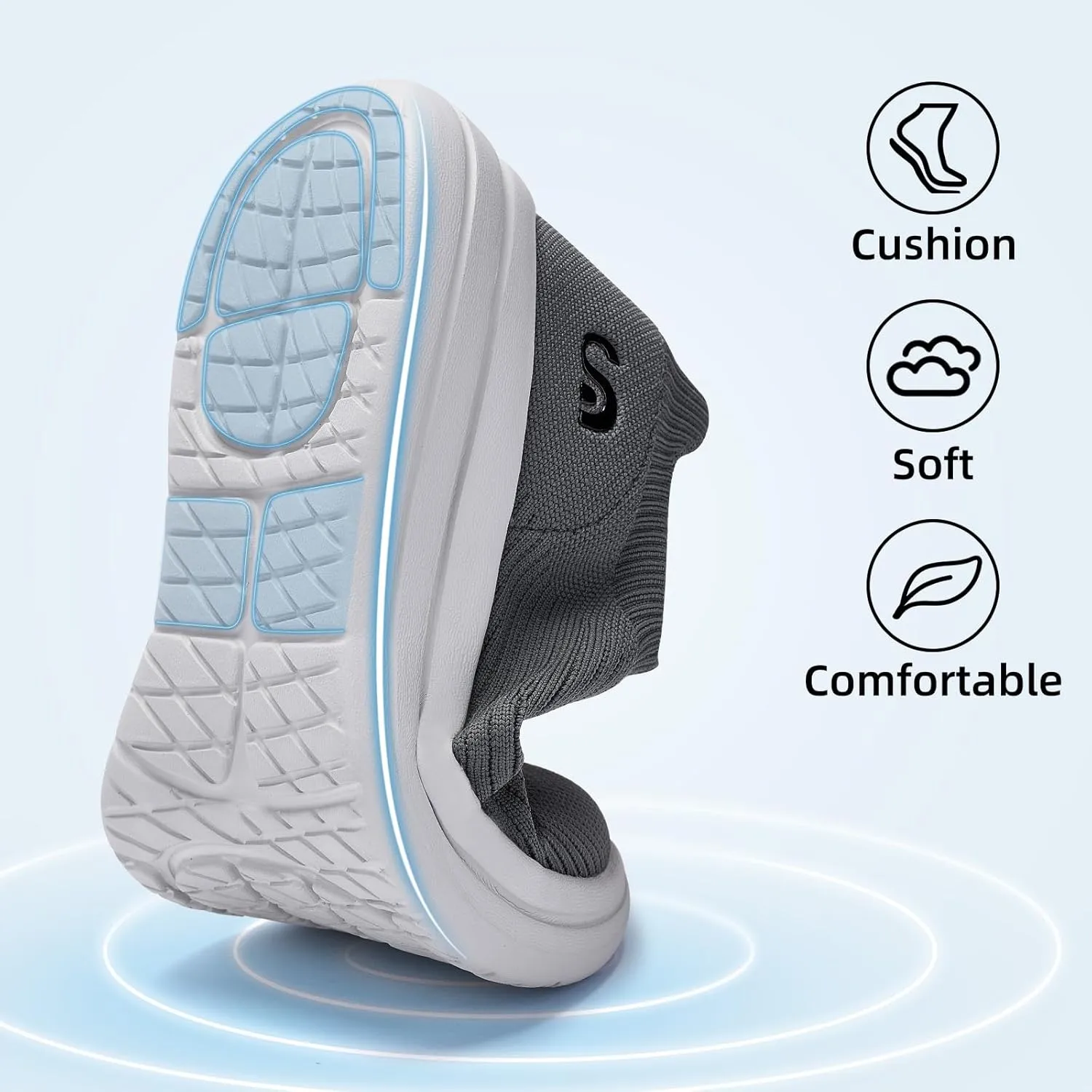Men's Slip On Sneakers Walking Shoes Wide Casual Soft Breathable Slip in Sock SneakersNon-Slip Rubber Sole, Workout,Athletic