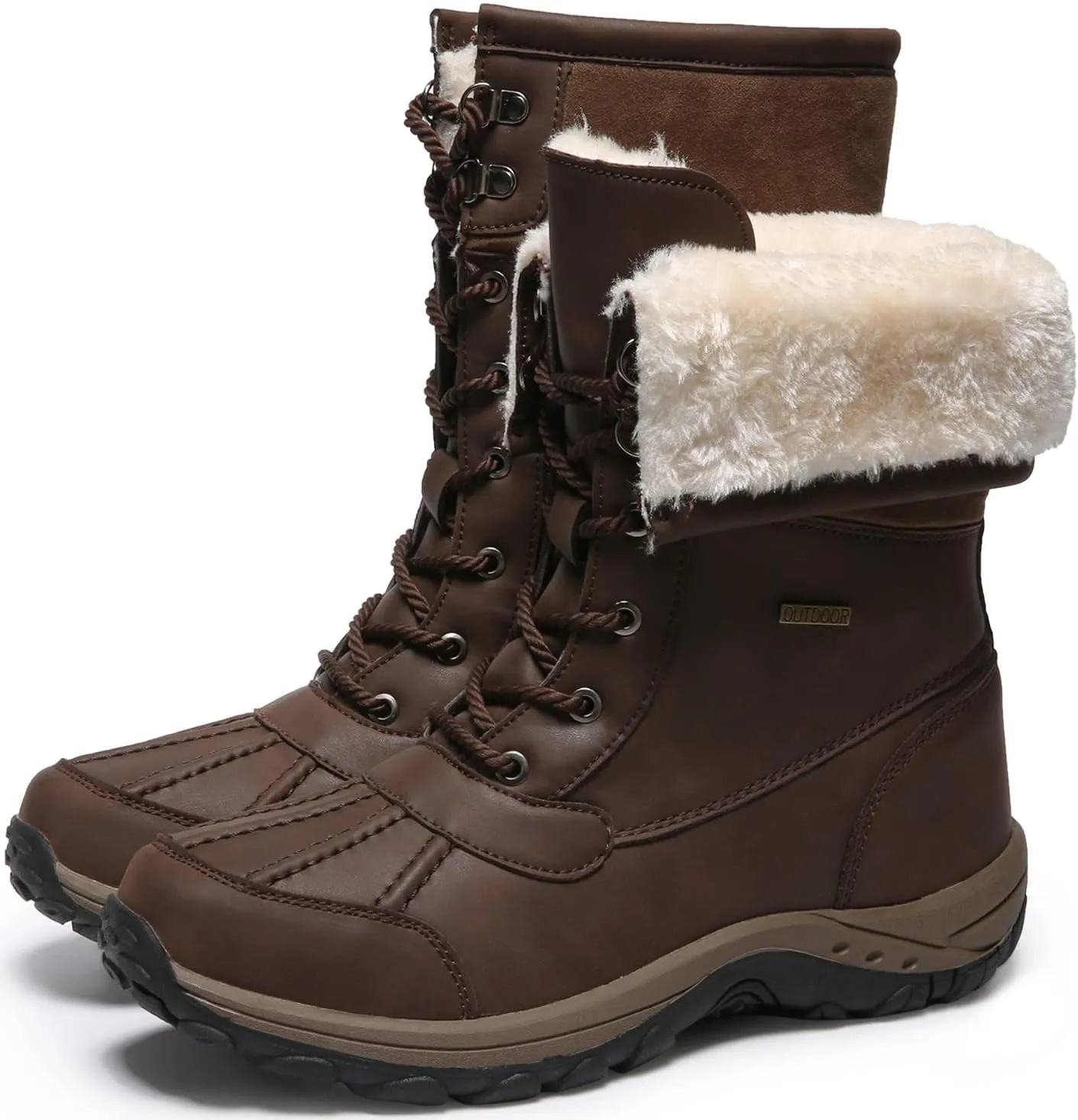 Mens Snow Duck Boots Waterproof Insulated Warm Fur Lined Winter Boots Non Slip Rubber Hiking Boots Casual Outdoor