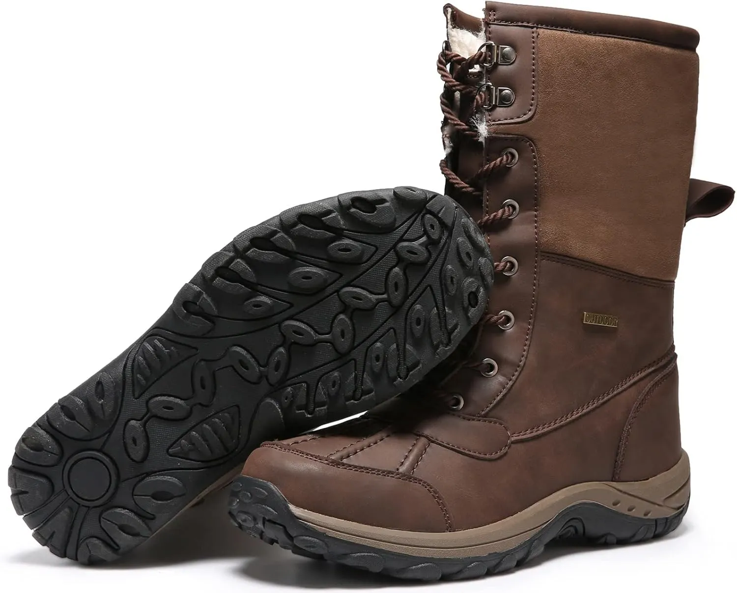 Mens Snow Duck Boots Waterproof Insulated Warm Fur Lined Winter Boots Non Slip Rubber Hiking Boots Casual Outdoor
