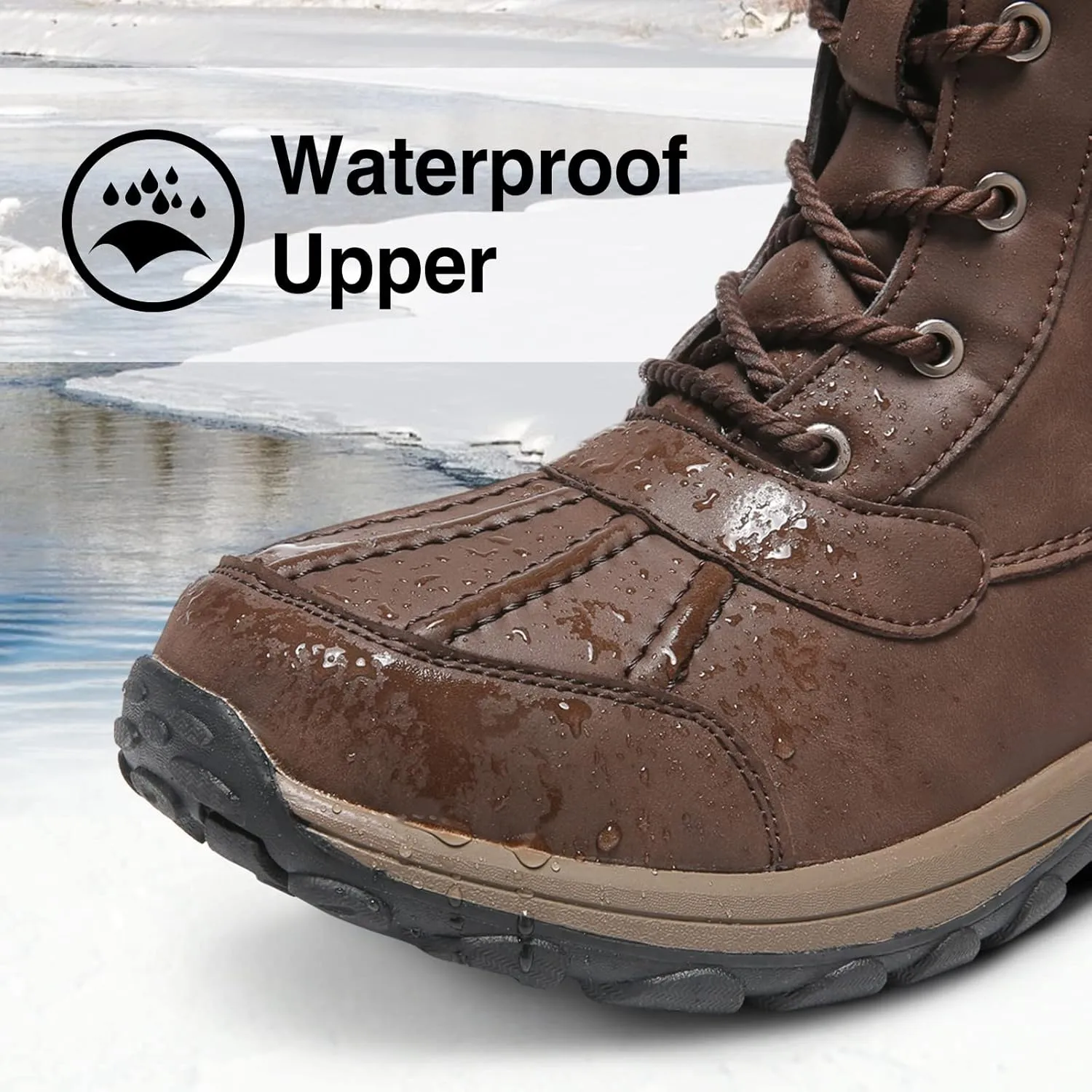 Mens Snow Duck Boots Waterproof Insulated Warm Fur Lined Winter Boots Non Slip Rubber Hiking Boots Casual Outdoor