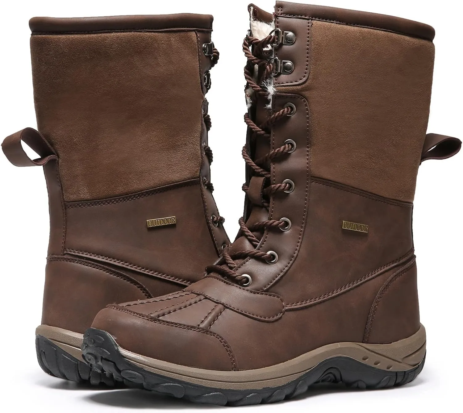 Mens Snow Duck Boots Waterproof Insulated Warm Fur Lined Winter Boots Non Slip Rubber Hiking Boots Casual Outdoor