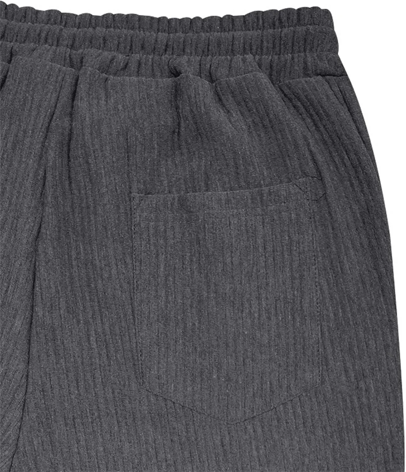 Men's Straight Leg Ribbed Outdoor Pants Casual Solid Textured Trousers Loose Fit Drawstring Comfort Sweatpants