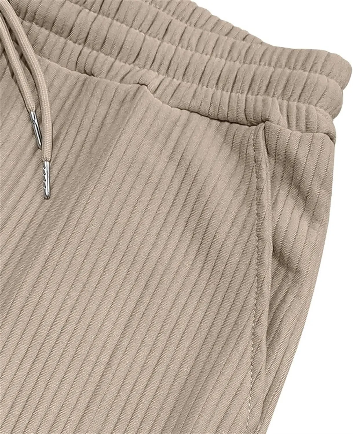 Men's Straight Leg Ribbed Outdoor Pants Casual Solid Textured Trousers Loose Fit Drawstring Comfort Sweatpants