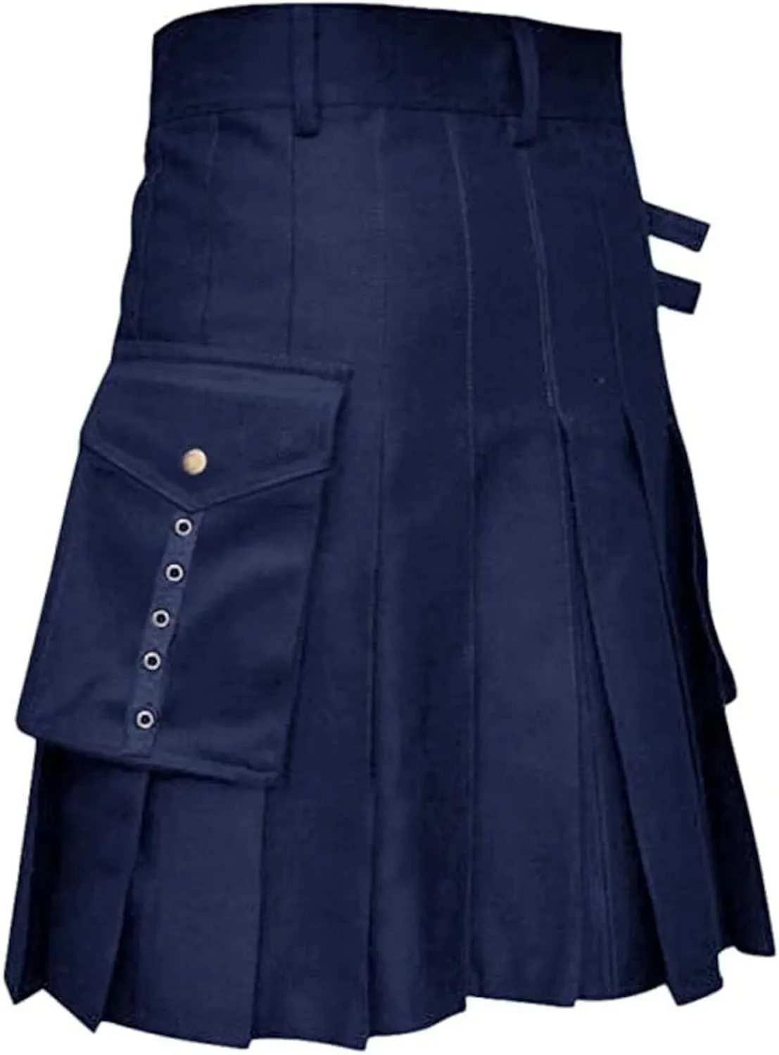 Mens Vintage Scottish Pleated Kilt Irish Highland Hybrid Kilts with Kendo Pocket Retro Medieval Steampunk Utility Skirt