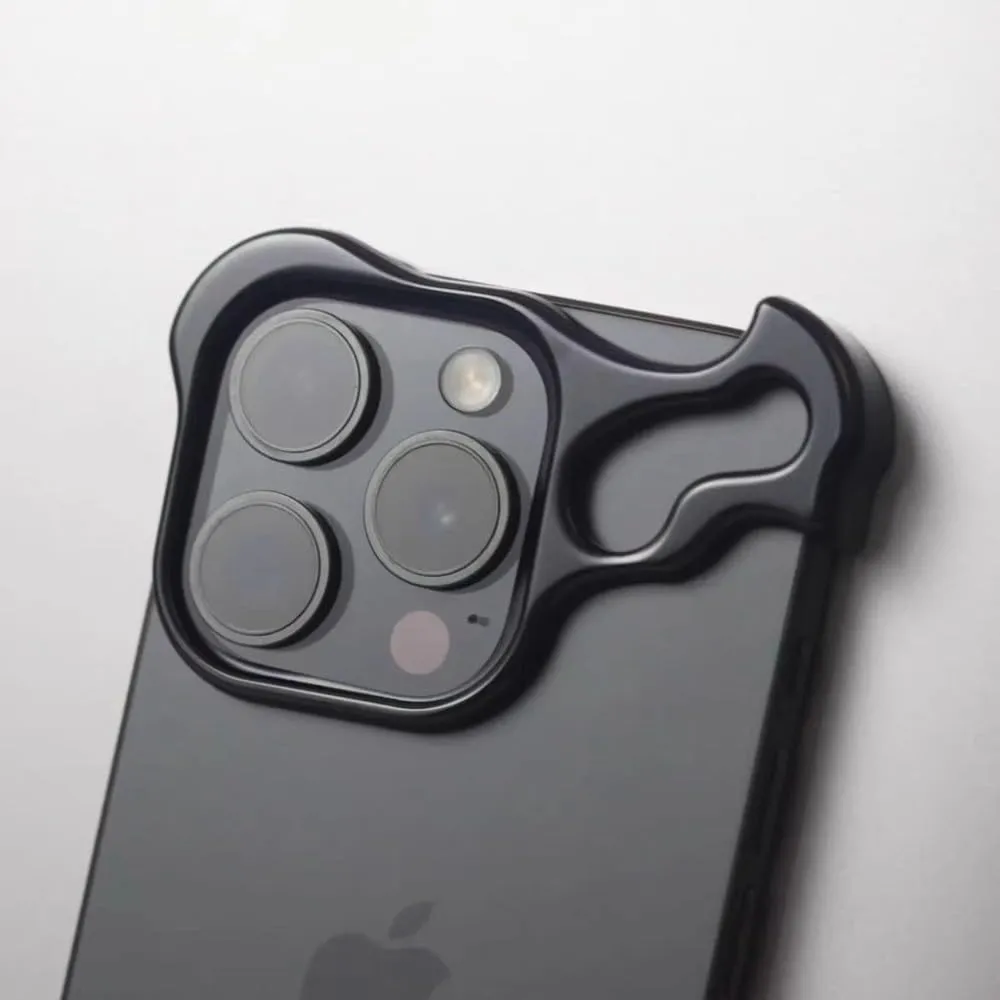 Metal Frameless Titanium Alloy Phone Case for iPhone 15 14 13 12 Pro Max Plus Shaped Lens Protective Film Antidrop Protective,Black,for iPhone 14 Pro
