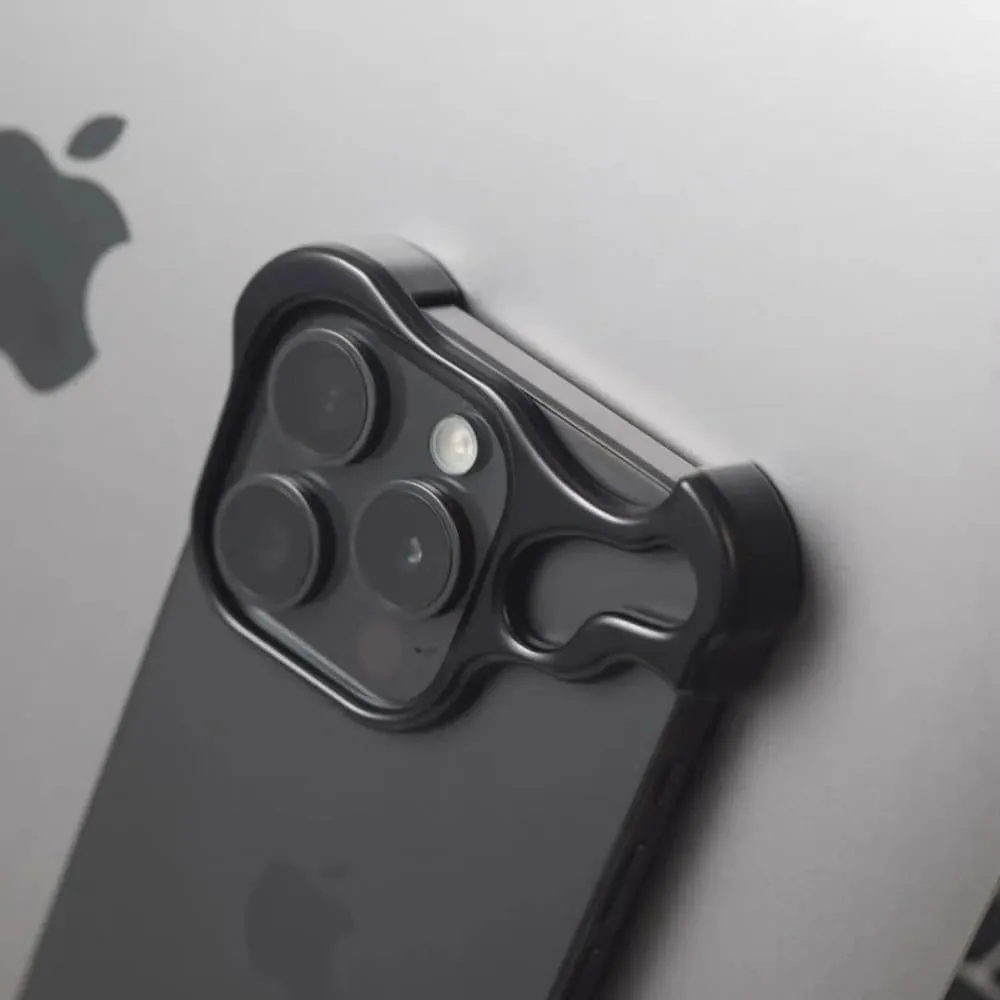 Metal Frameless Titanium Alloy Phone Case for iPhone 15 14 13 12 Pro Max Plus Shaped Lens Protective Film Antidrop Protective,Grey,for iPhone 14 Pro