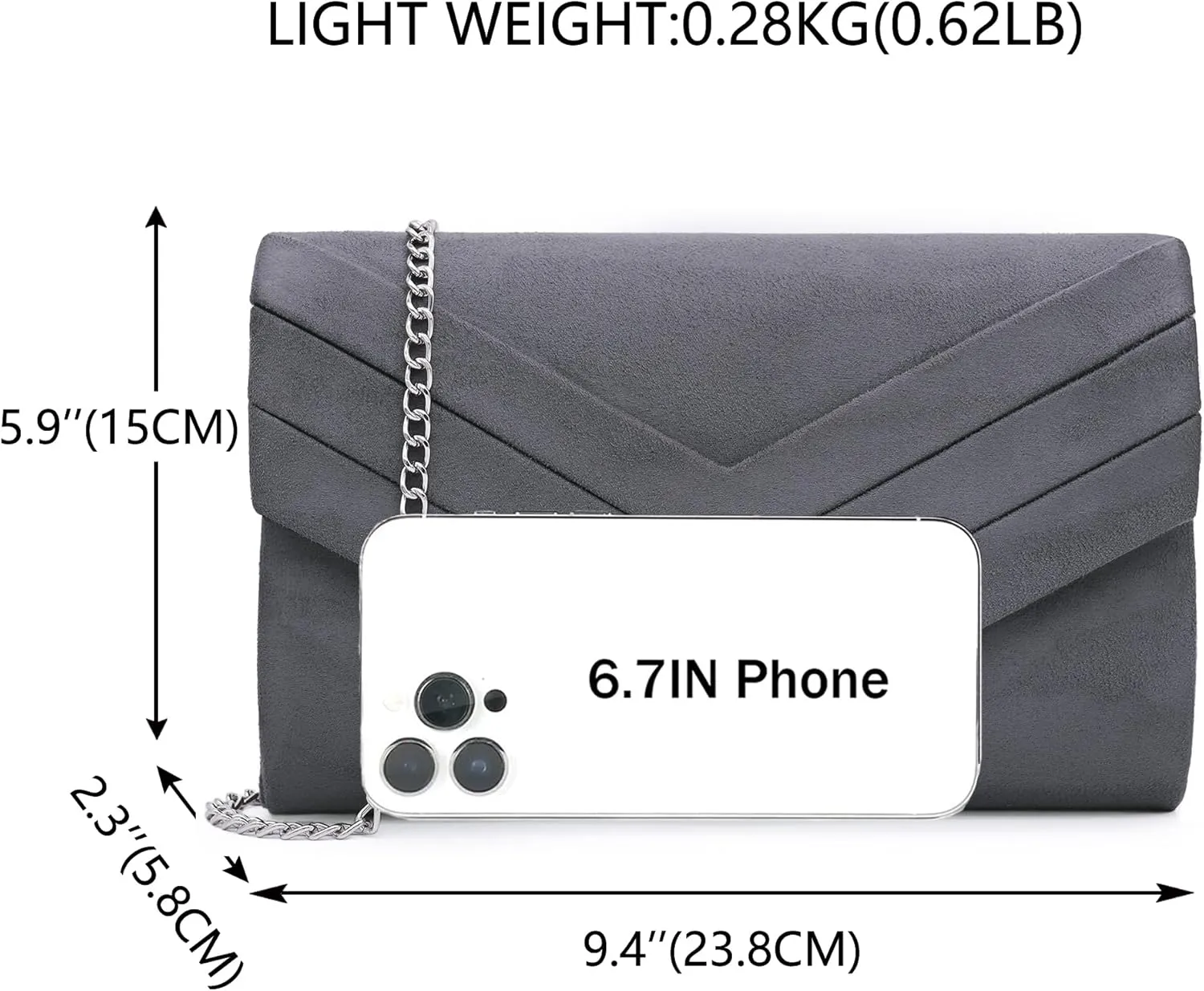 Milisente Evening Bag for Women, Suede Envelope Evening Purses Crossbody Shoulder Clutch Bag