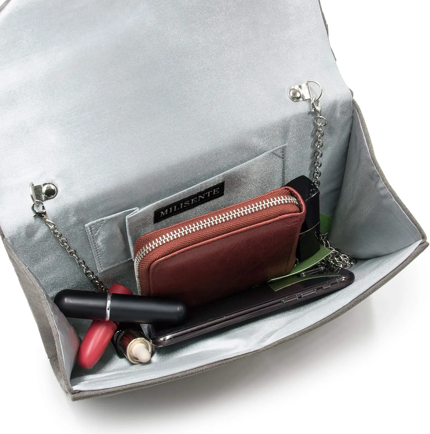 Milisente Evening Bag for Women, Suede Envelope Evening Purses Crossbody Shoulder Clutch Bag