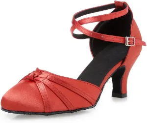 Misu Women's Closed Toe Suede Sole Latin Salsa Tango Practice Ballroom Dance Shoes with 2.3" Heel