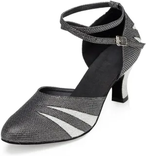 Misu Women's Closed Toe Suede Sole Latin Salsa Tango Practice Ballroom Dance Shoes with 2.7" Heel