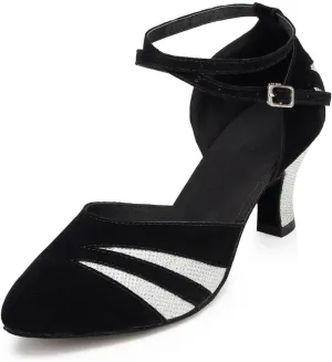 Misu Women's Closed Toe Suede Sole Latin Salsa Tango Practice Ballroom Dance Shoes with