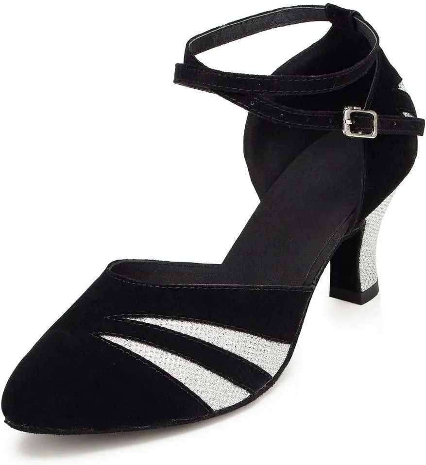 Misu Women's Closed Toe Suede Sole Latin Salsa Tango Practice Ballroom Dance Shoes with