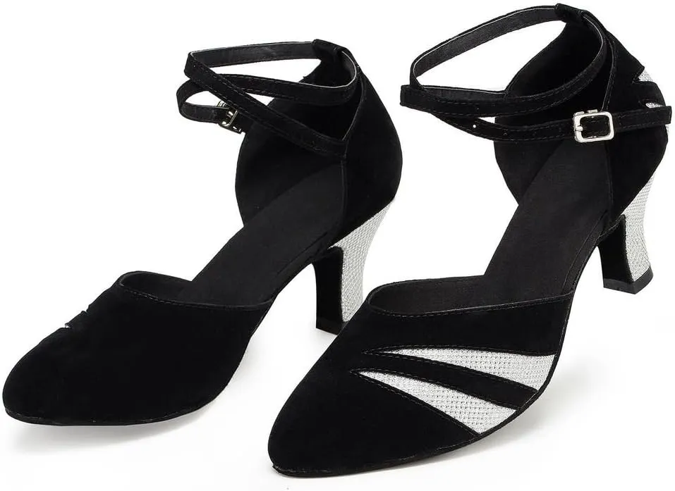 Misu Women's Closed Toe Suede Sole Latin Salsa Tango Practice Ballroom Dance Shoes with