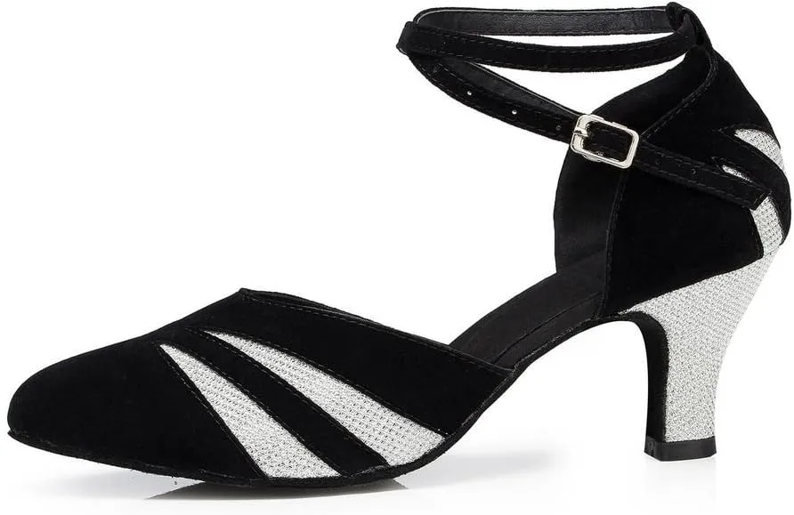Misu Women's Closed Toe Suede Sole Latin Salsa Tango Practice Ballroom Dance Shoes with