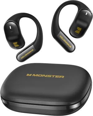 Monster Open Ear AC326 Headphones, Bluetooth 6.0 Wireless Earbuds with Dual-Mic Clear Calls, Air Conduction Headphones with Ear Hooks, Spatial Audio, Snug Fit, 35H Playtime, IPX5 for Sports, Black