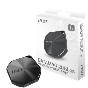 MSI DATAMAG 20Gbps 1TB Portable SSD, 1TB External Solid State Drive, Speeds Up to 1600MB/s, USB-C, Reliable Storage for Gaming, Students, Professionals, Black