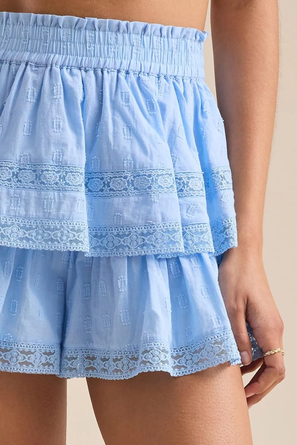 Mxiqqpltky Women Y2K Lace Trim Mini Skirt Cute Floral Print High Waist Tiered Ruffle Skorts Summer Flowy A-line Skirt Shorts