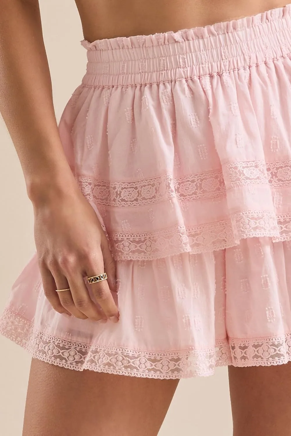 Mxiqqpltky Women Y2K Lace Trim Mini Skirt Cute Floral Print High Waist Tiered Ruffle Skorts Summer Flowy A-line Skirt Shorts