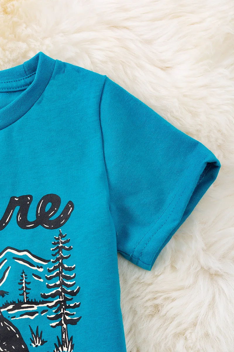 Nature Defender" Buffalo printed teal tee-shirt.TPB40099 SO
