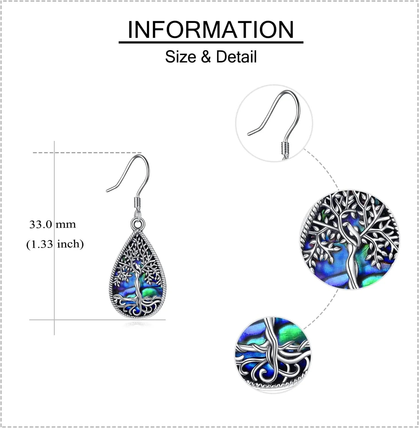 ONEFINITY Sterling Silver Tree of Life Dangle Drop Earrings for Women and Girls - Christmas Gifts