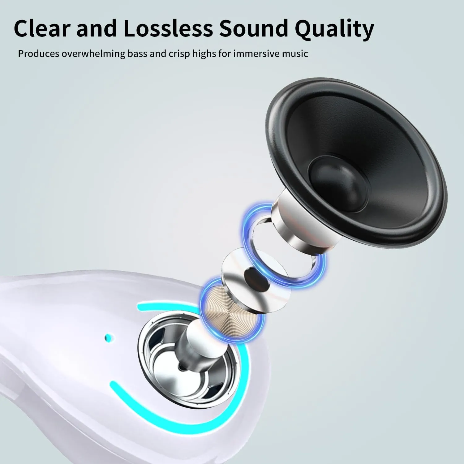 Open Ear Bone Conduction Headphones Bluetooth 5.3 Wireless Clip On Earbuds with Digital Display Charging Case 60 Hours Playtime Sport Earphones Built-in Mic IPX7 Waterproof for Running Fitness White