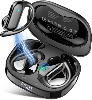 Open Ear Earbuds, Bluetooth 5.4 Wireless Earbuds with Ear Hooks, 32H HiFi Stereo Open Ear Headphones with Clear Calls, IPX7 Waterproof Lightweight Sport Headphones for Workouts and Running