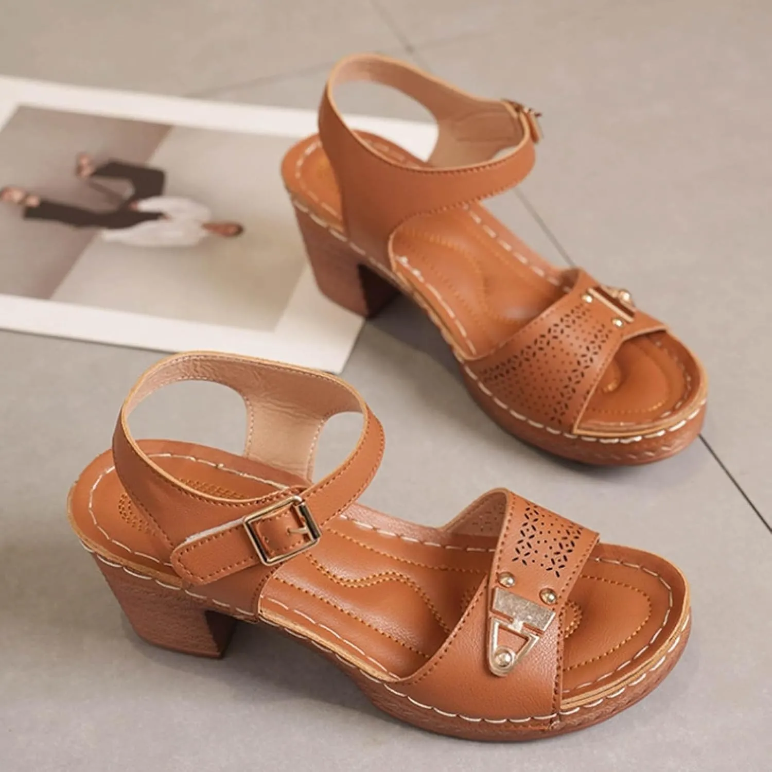 Orthopedic Wedge Sandals for Women Summer Dressy 2025 Chunky Heel Sandal Trendy Open Toe Shoes Adjustable Ankle Strap Arch Support Wedges Shoes