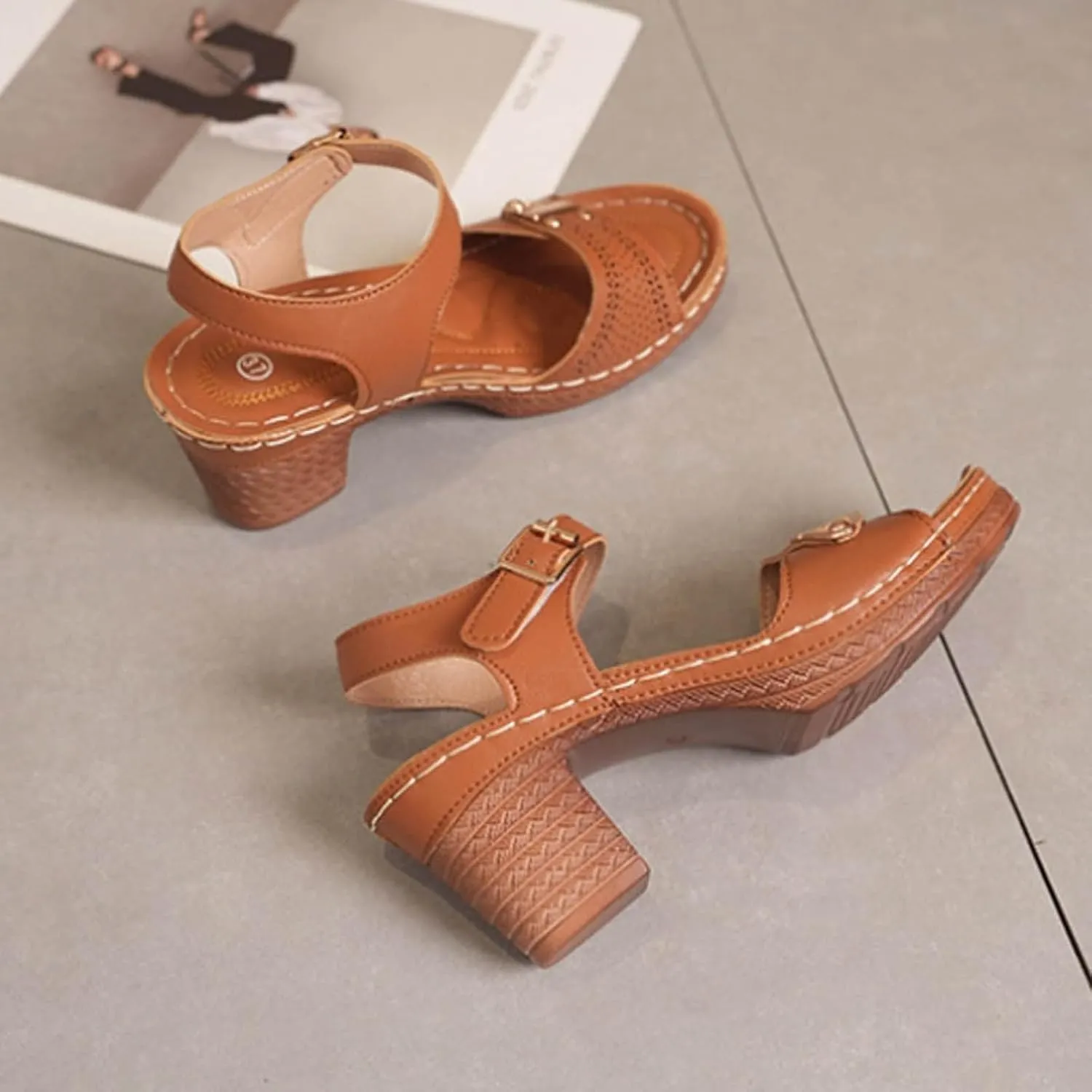 Orthopedic Wedge Sandals for Women Summer Dressy 2025 Chunky Heel Sandal Trendy Open Toe Shoes Adjustable Ankle Strap Arch Support Wedges Shoes