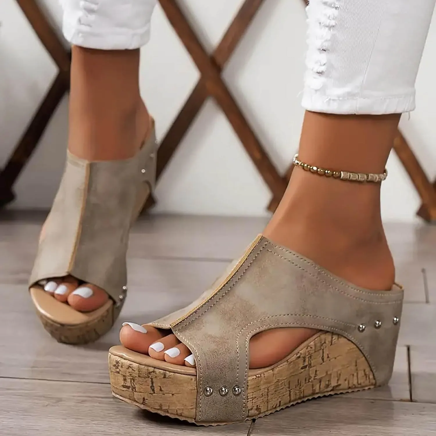 Orthopedic Wedge Sandals for Women Summer Dressy 2025,Womens Open Toe Espadrilles Sandal Ankle Strap Platform Beach Boho Casual High Wedges Walking Strappy Slip on