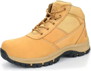 OUXX Men's Steel Toe Work Boots, YKK Zipper, Anti-Slip Rubber Outsole, Puncture-Proof & Water-Resistant(OX2518)