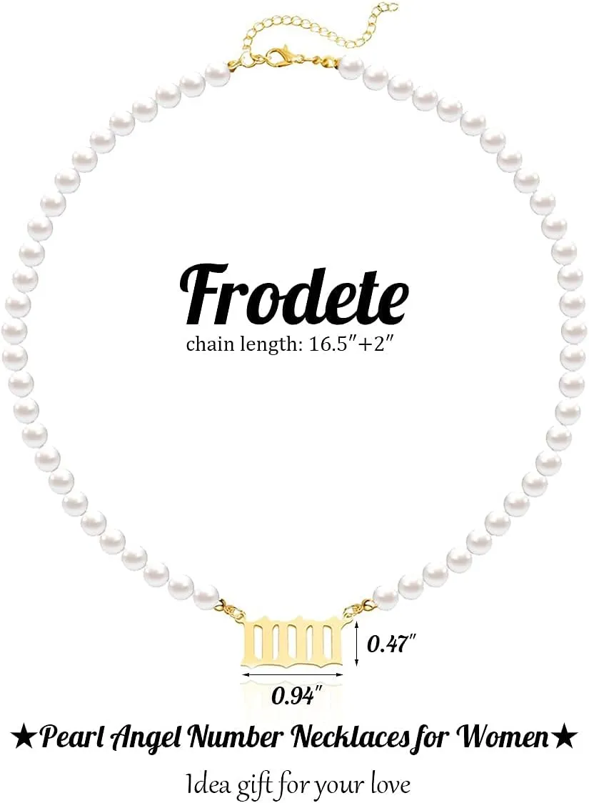 Pearl Angel Number Necklaces for Women,Pearl Necklace 111 222 333 444 555 777 888 999 Pendant Lucky Number Choker Jewelry Gold Plated Dainty Pendants Choker