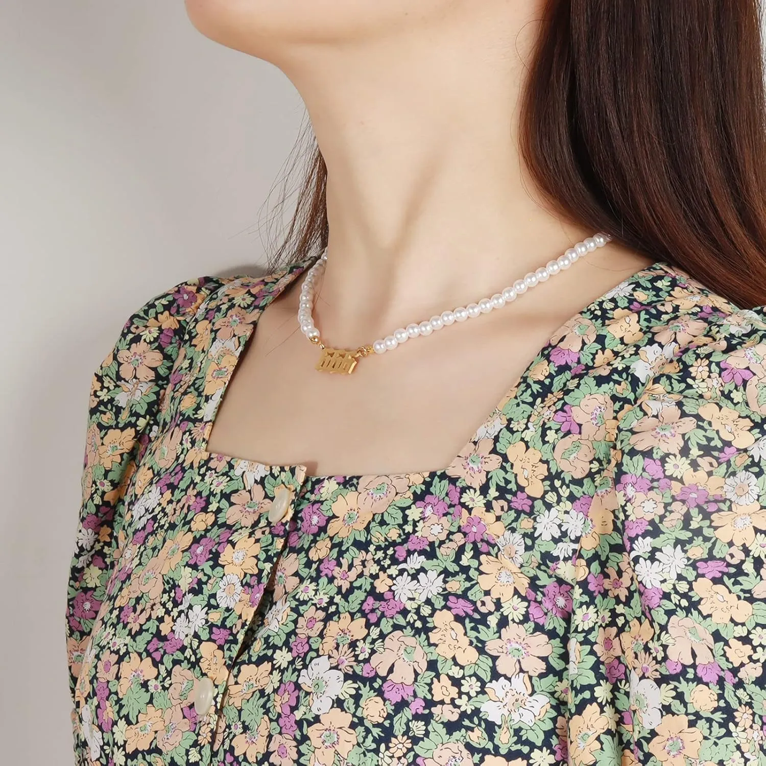 Pearl Angel Number Necklaces for Women,Pearl Necklace 111 222 333 444 555 777 888 999 Pendant Lucky Number Choker Jewelry Gold Plated Dainty Pendants Choker