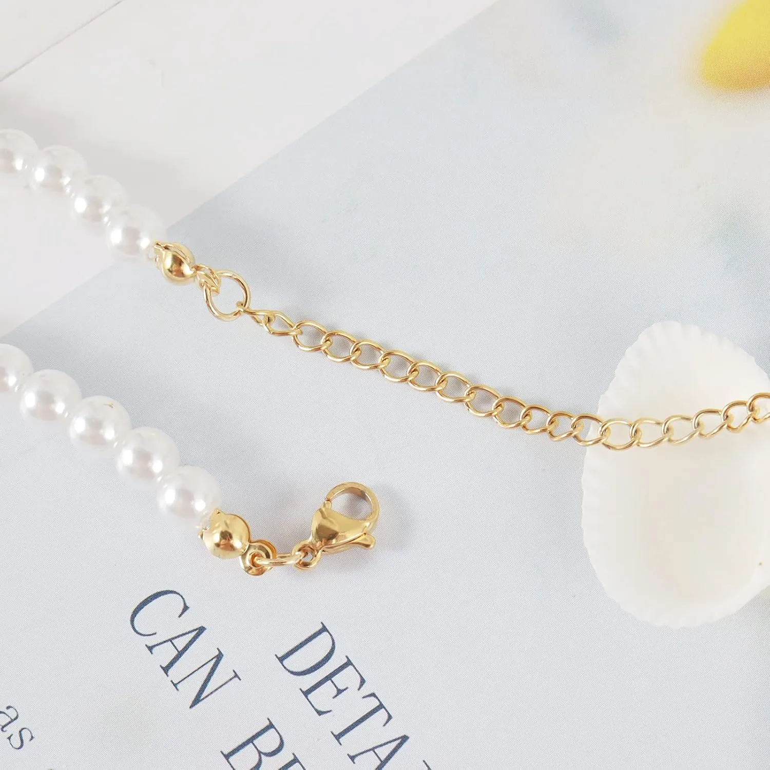 Pearl Angel Number Necklaces for Women,Pearl Necklace 111 222 333 444 555 777 888 999 Pendant Lucky Number Choker Jewelry Gold Plated Dainty Pendants Choker