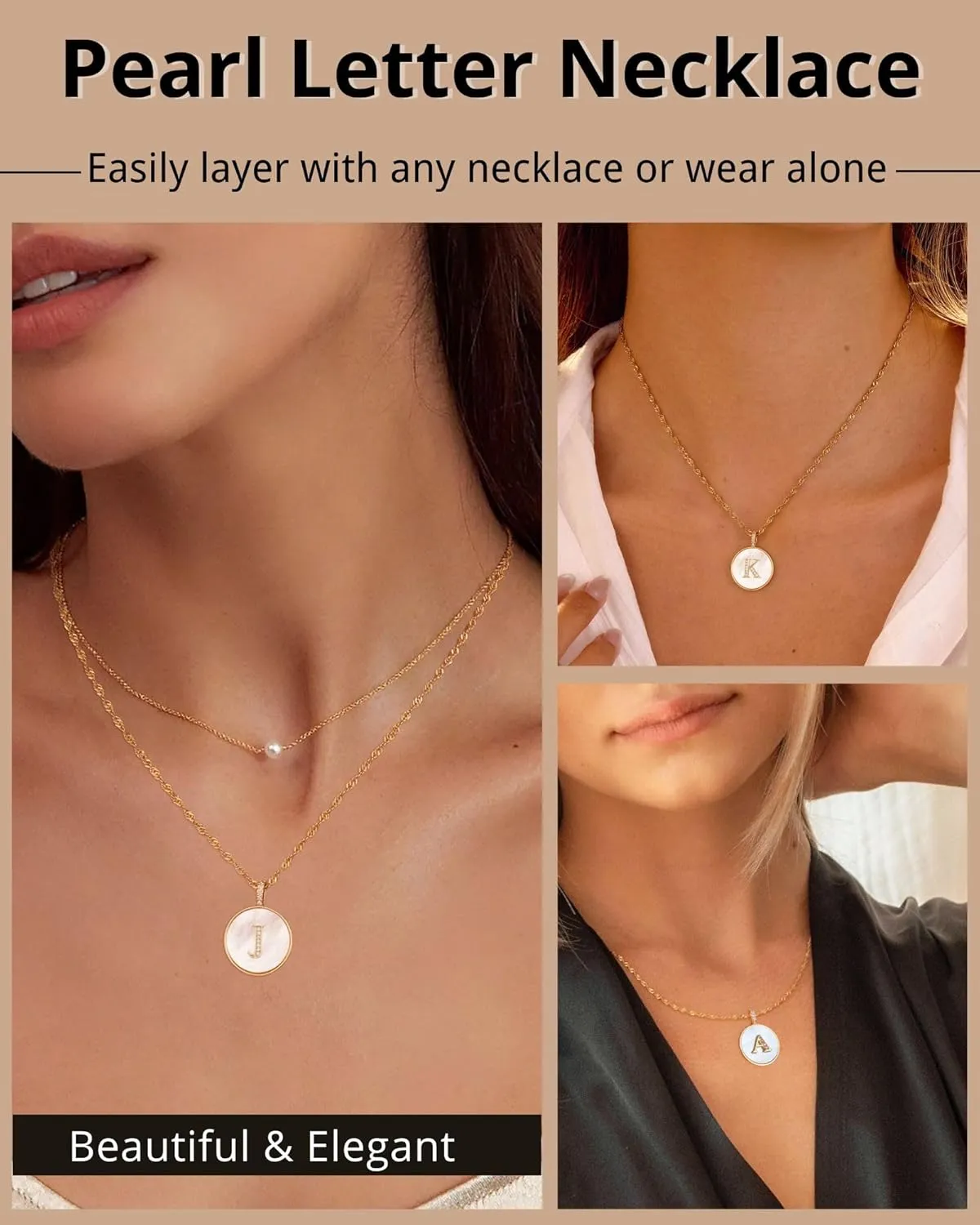 Pearl Initial Necklaces for Women Trendy 14K Gold Plated Cubic Zirconia Diamond Letter A-Z Pendant Necklace Dainty Gold Initial Choker Necklaces for Women Jewelry Gifts