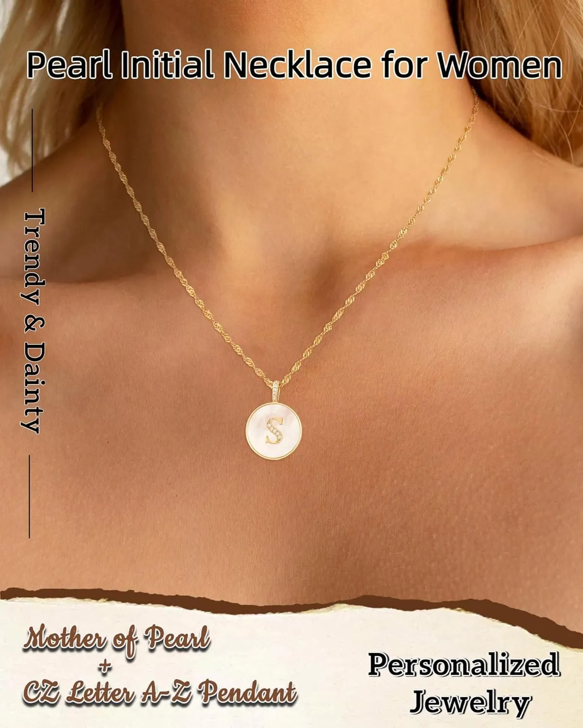 Pearl Initial Necklaces for Women Trendy 14K Gold Plated Cubic Zirconia Diamond Letter A-Z Pendant Necklace Dainty Gold Initial Choker Necklaces for Women Jewelry Gifts