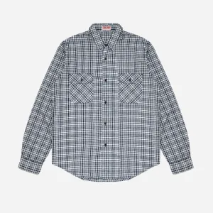 PLAID BUTTON DOWN SHIRT MADE IN ITALY - WHITE/BLUE CHECK
