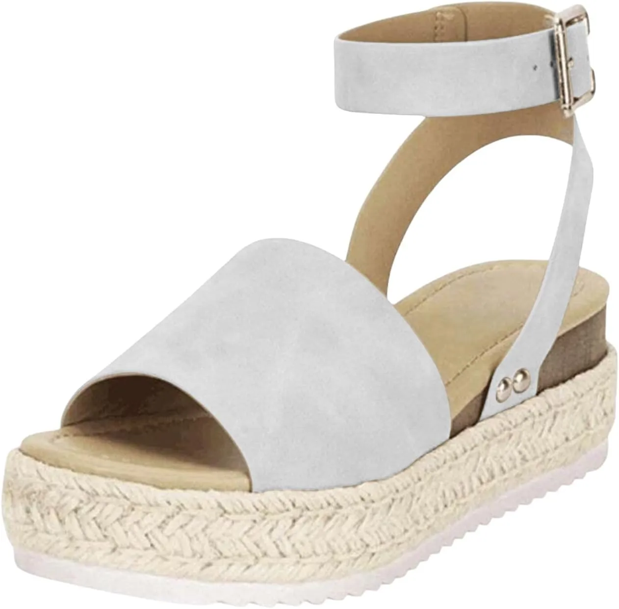 Platform Sandals for Women Buckle Ankle Strap Open Toe Espadrilles Wedge Casual Sandal Womens Platform Sandals Women Summer Beach Sandal