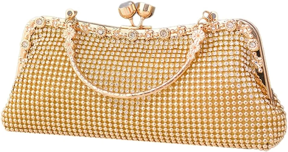 Pocadri Womens Evening Bag Handbags Rhinestone Crystal Shoulder Crossbody Purse Formal Party Bridal Clutch with Chain