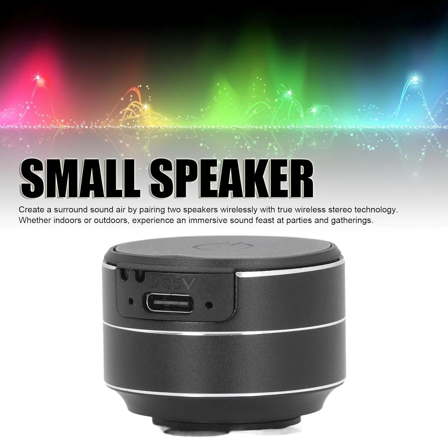 Portable BT5.3 Speakers, Wire Less Stereo Sound Speaker with Suction Cup, 3W 4 27 mm Shower Speaker, Suitable for Home Party Outdoor Beach, for Birthday Christmas (Black)