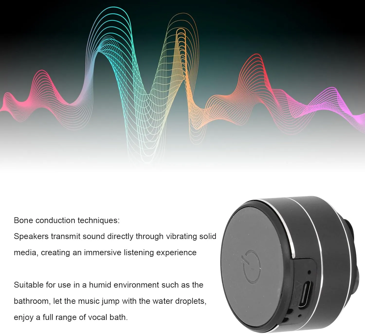 Portable BT5.3 Speakers, Wire Less Stereo Sound Speaker with Suction Cup, 3W 4 27 mm Shower Speaker, Suitable for Home Party Outdoor Beach, for Birthday Christmas (Black)