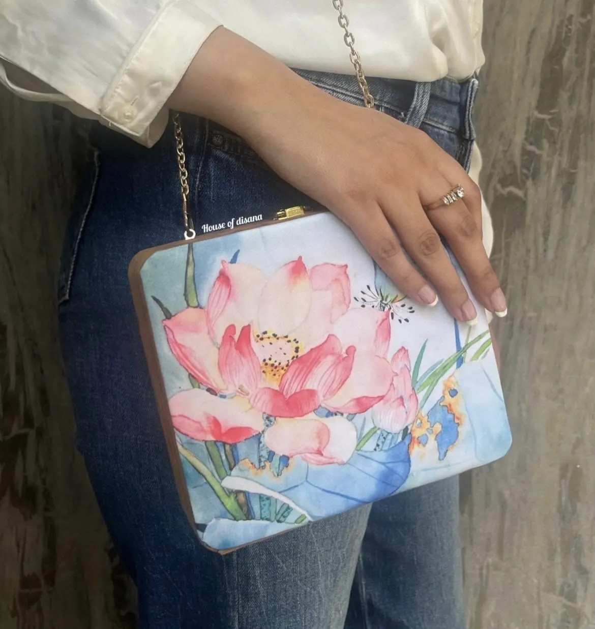 Printed Square Green Clutch Women With Chain Shoulder Bag For Wedding Party Tote Purse