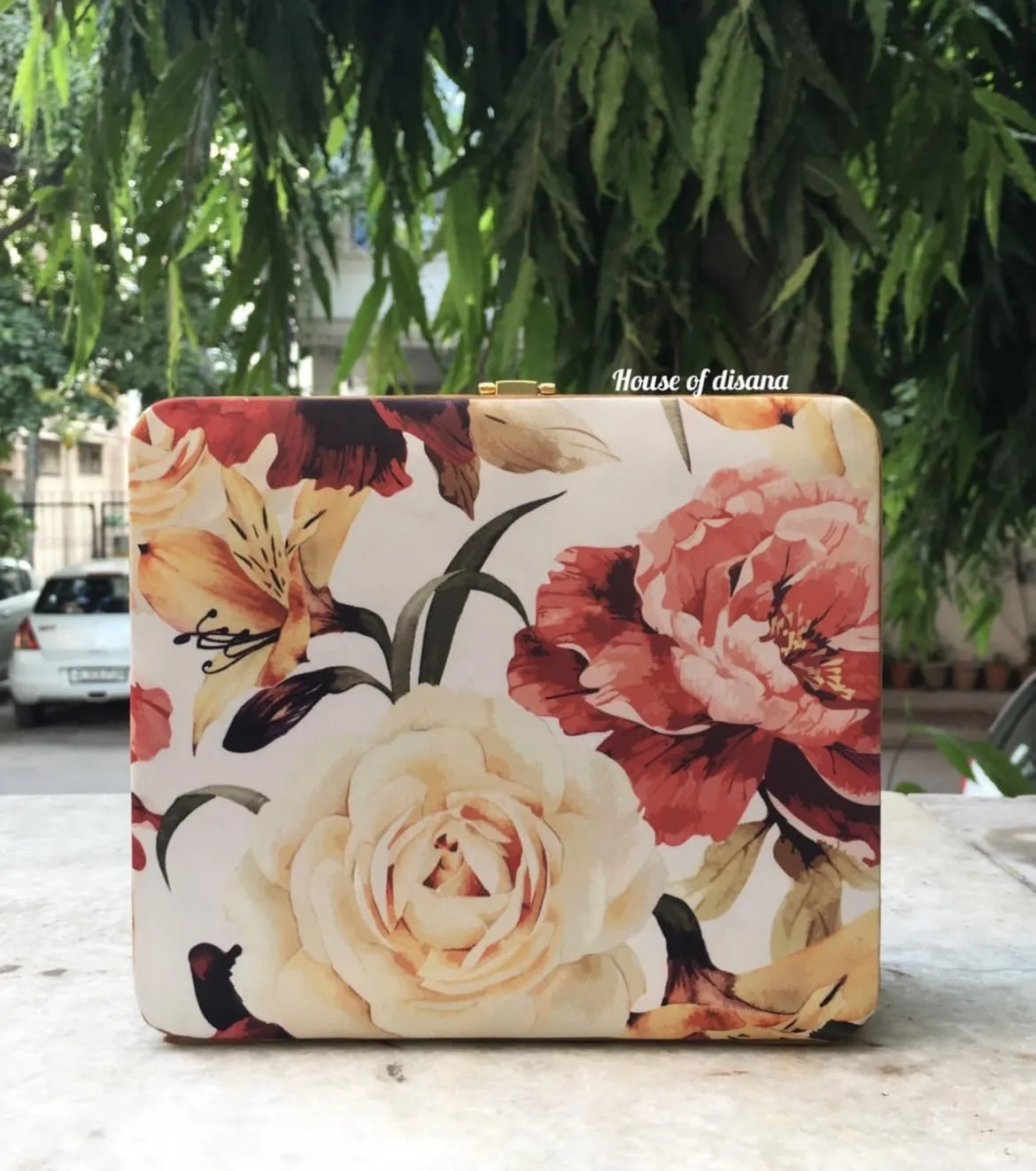 Printed Square Green Clutch Women With Chain Shoulder Bag For Wedding Party Tote Purse