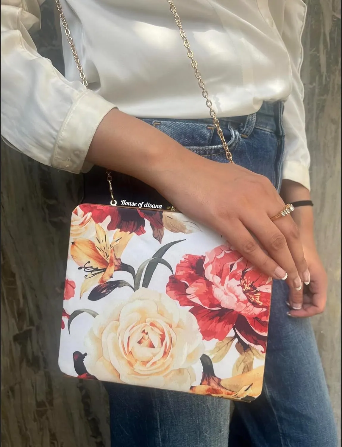 Printed Square Green Clutch Women With Chain Shoulder Bag For Wedding Party Tote Purse