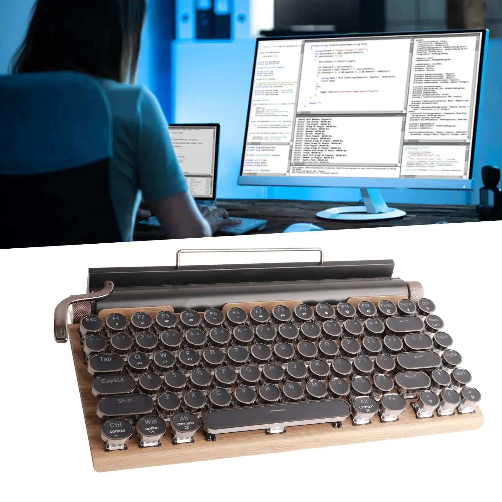 Retro Typewriter Mechanical Keyboard with RGB Lighting