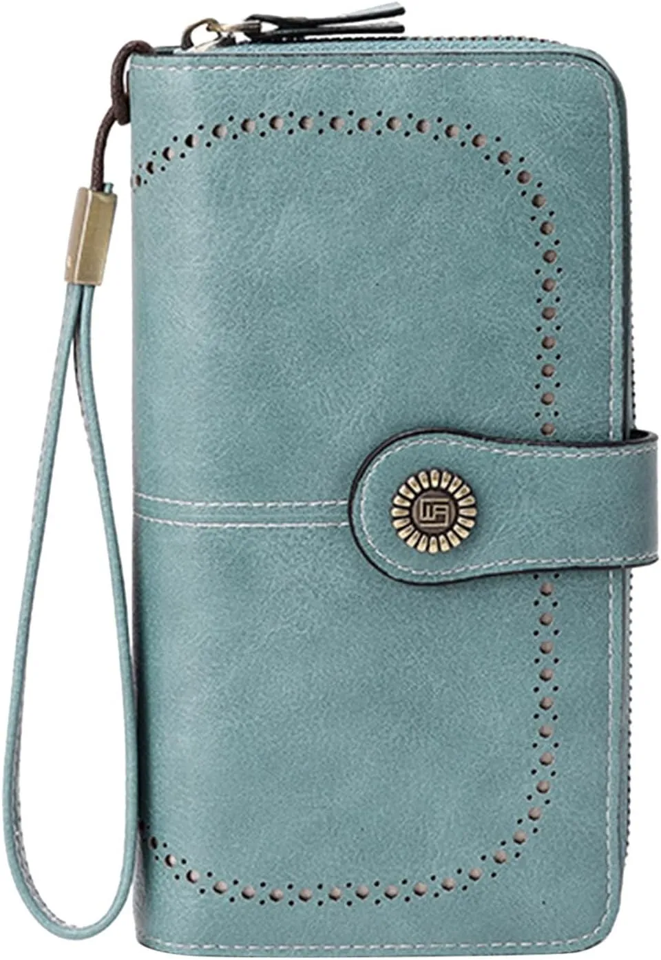 Rfid Wallet Women, Leather Wallet Wristlet, Large Capacity Bifold Rfid Blocking Zip Around Clutch Purses Credit Card Wallet