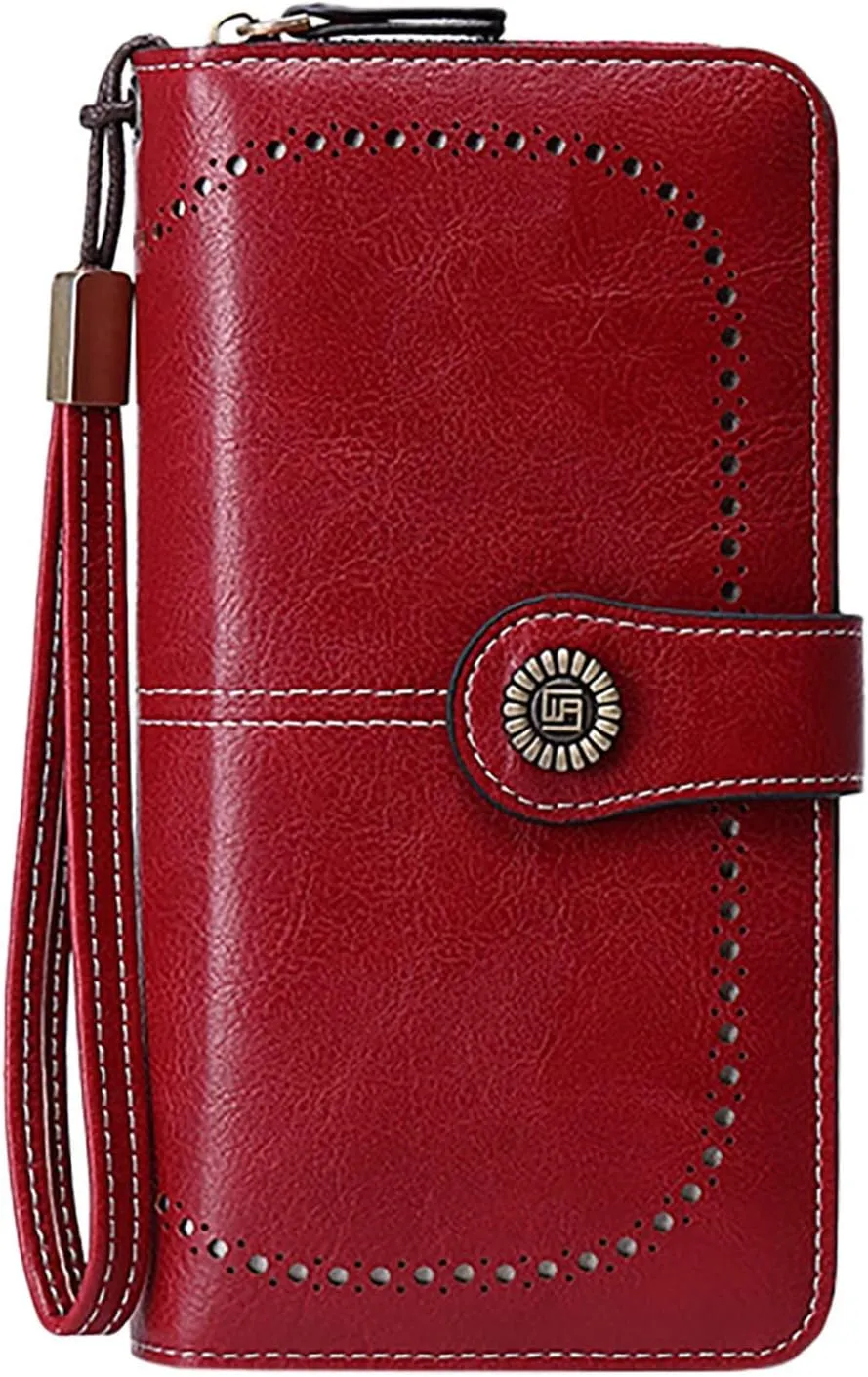 Rfid Wallet Women,2024 New Leather Wallet Women Wristlet,Large Capacity Zip Around Rfid Blocking Bifold Clutch Purses Credit Card Wallet,Travel Wallet for Mom Ladies Women Girls