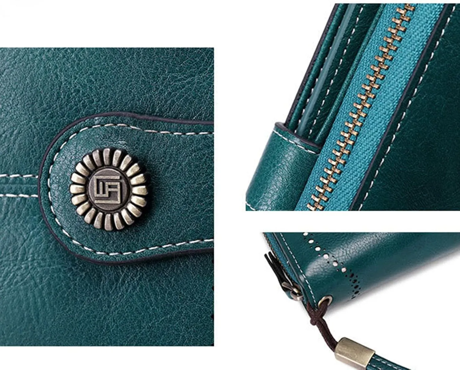 Rfid Wallet Women,2024 New Leather Wallet Wristlet for Women,Bifold Large Capacity Zip Around Rfid Blocking Clutch Purses Credit Card Wallet,Travel Wallet for Women Mom Girls Ladies
