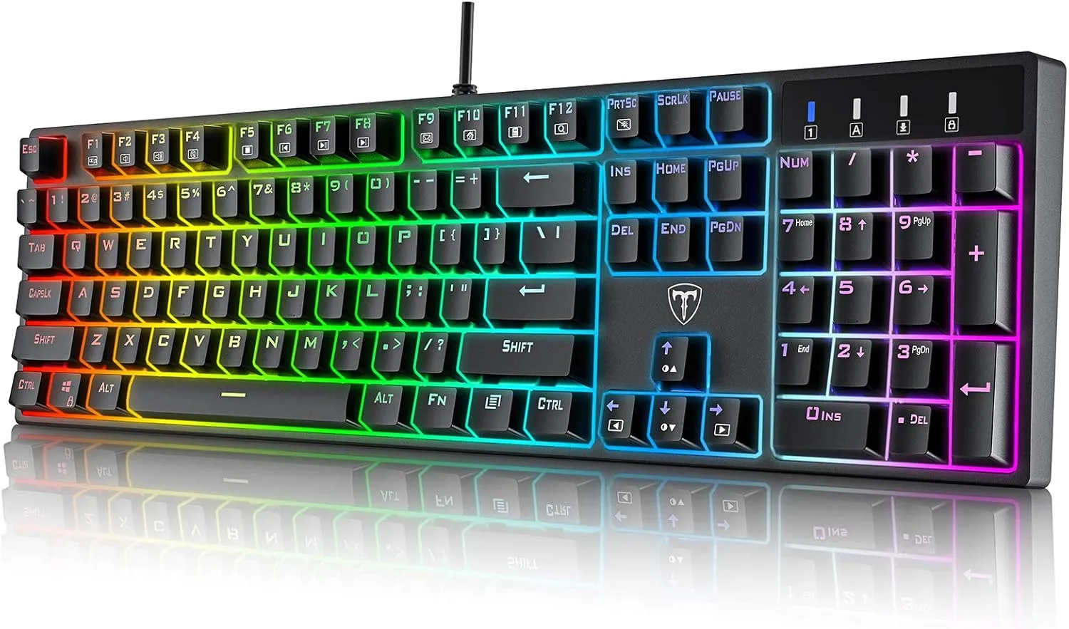 RGB Mechanical Gaming Keyboard Wired - 104 Key Blue Switch Keyboard with Durable ABS Keycaps, 20 Lighting Modes & Backlit, Anti-Ghosting N-Key Rollover, Spill-Resistant for PC/Mac (Black)
